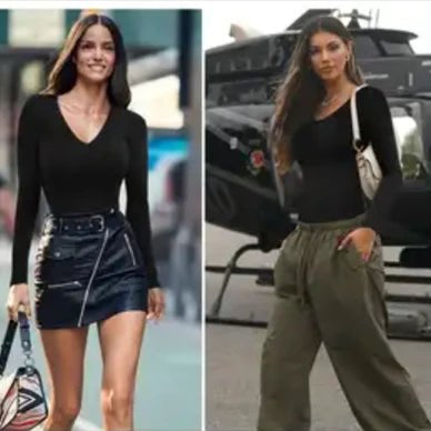 Long Sleeve V-Neck Bodysuit - Luxmery