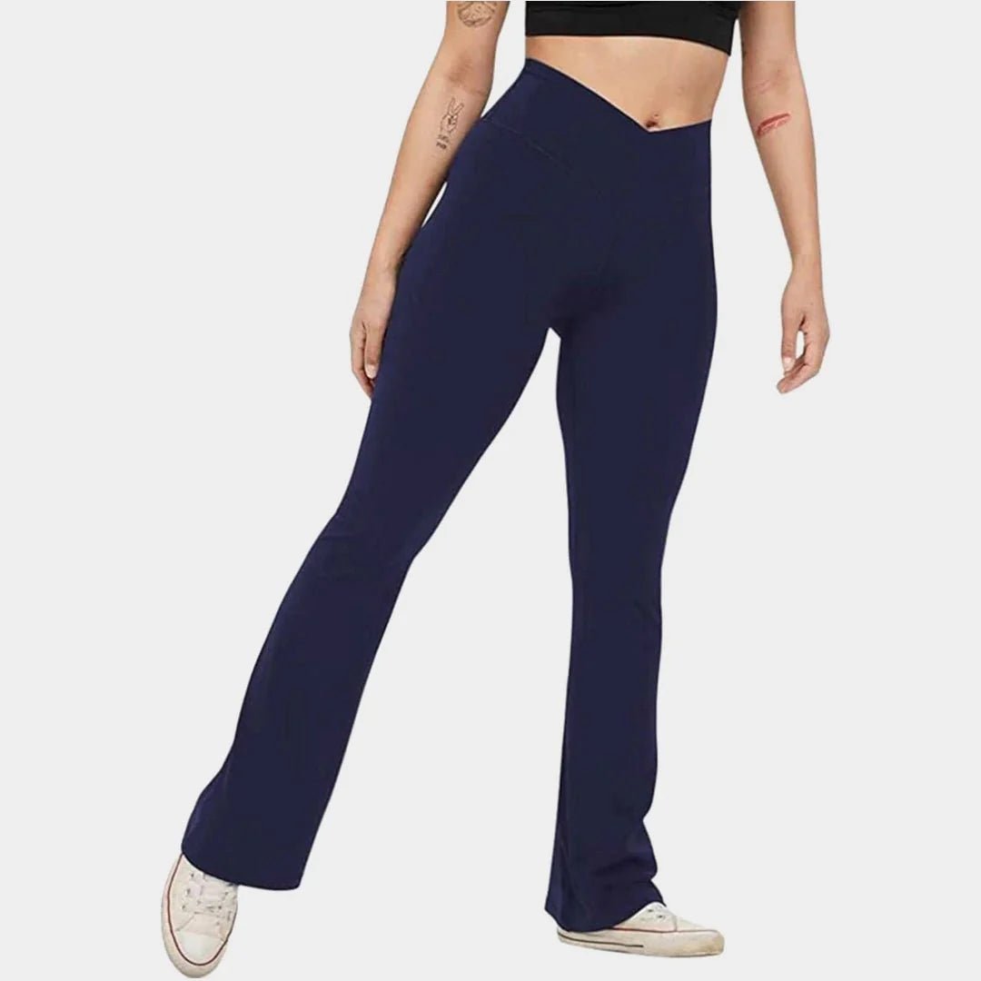 Cross Waist FlexiSculpt Yoga Flare Leggings - Luxmery