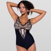 Lace Contrast Slimming Bodysuit - Luxmery