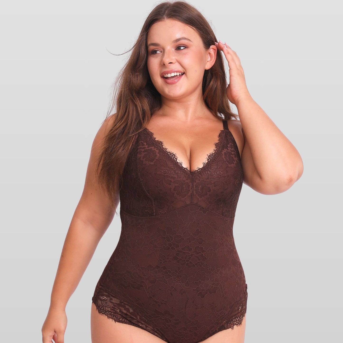 Lace Trim TrueCurve™ Slimming Bodysuit - Luxmery