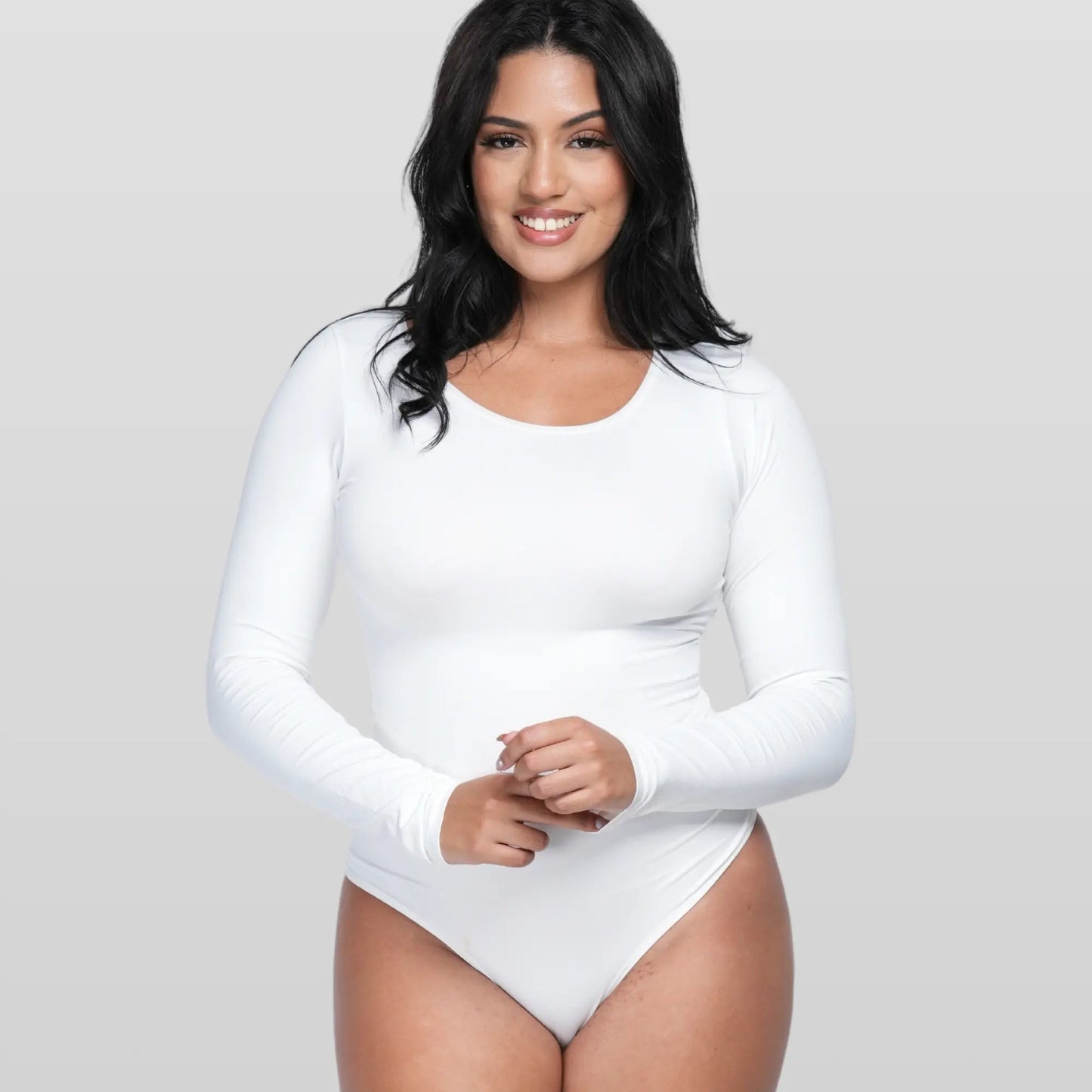 Long Sleeve Round Neck Bodysuit - Luxmery