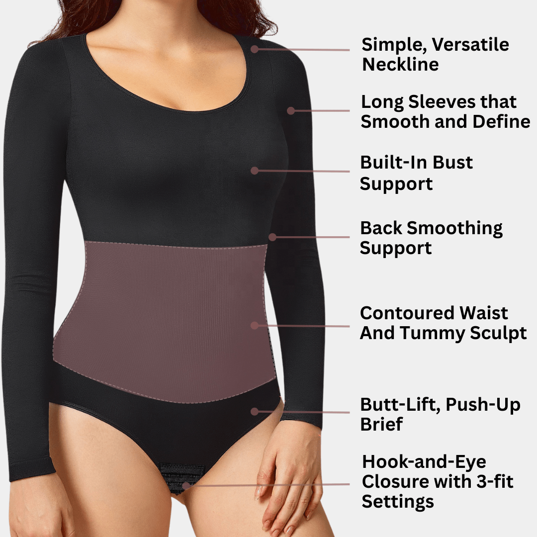 Long Sleeve Round Neck Bodysuit - Luxmery