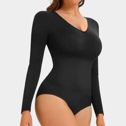 Long Sleeve V - Neck Bodysuit - Luxmery