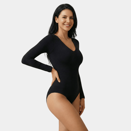 Long Sleeve V - Neck Bodysuit - Luxmery