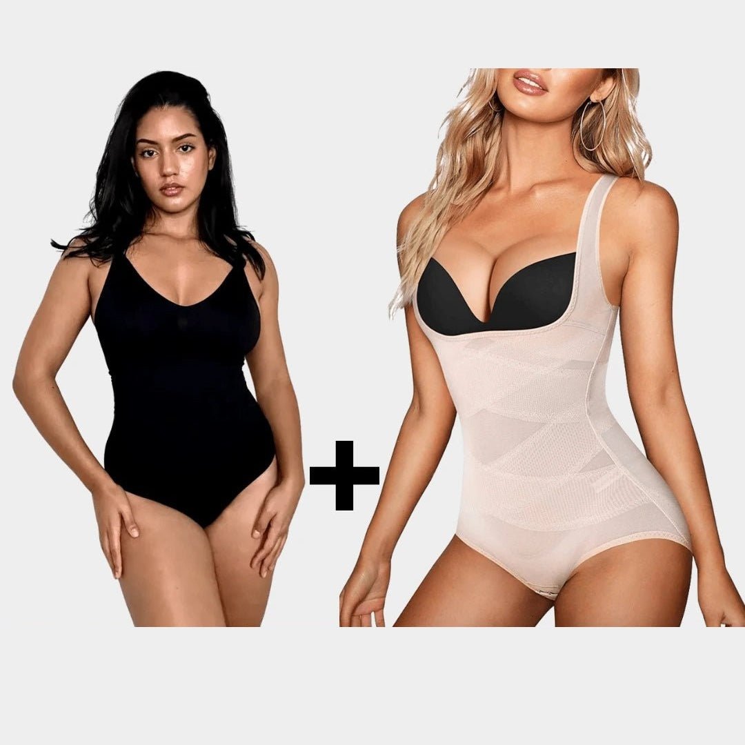 Luxmery Essentials Bundle - 1 Sculpting Bodysuit + 1 Open Bust Bodysuit - Luxmery