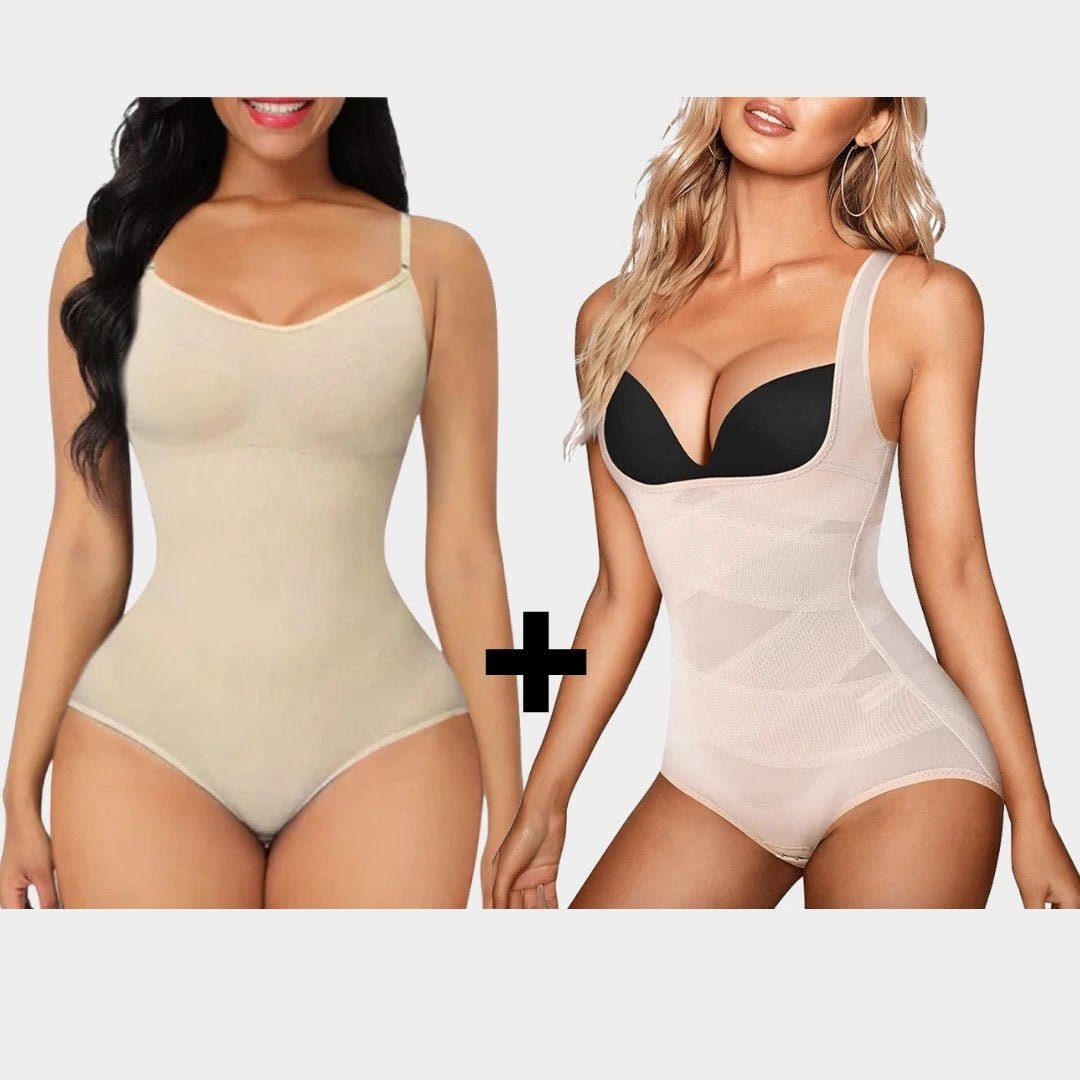 Luxmery Essentials Bundle - 1 Sculpting Bodysuit + 1 Open Bust Bodysuit - Luxmery