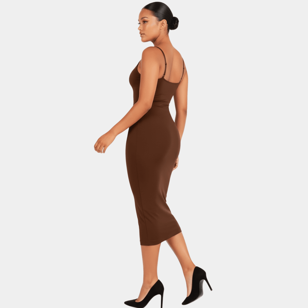 Midi Spaghetti Strap Shaping Dress - Luxmery