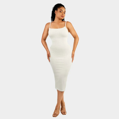 Midi Spaghetti Strap Shaping Dress - Luxmery