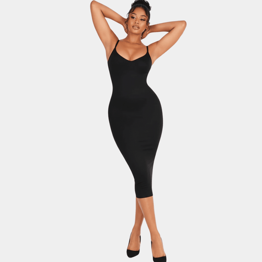 Midi Spaghetti Strap Shaping Dress - Luxmery