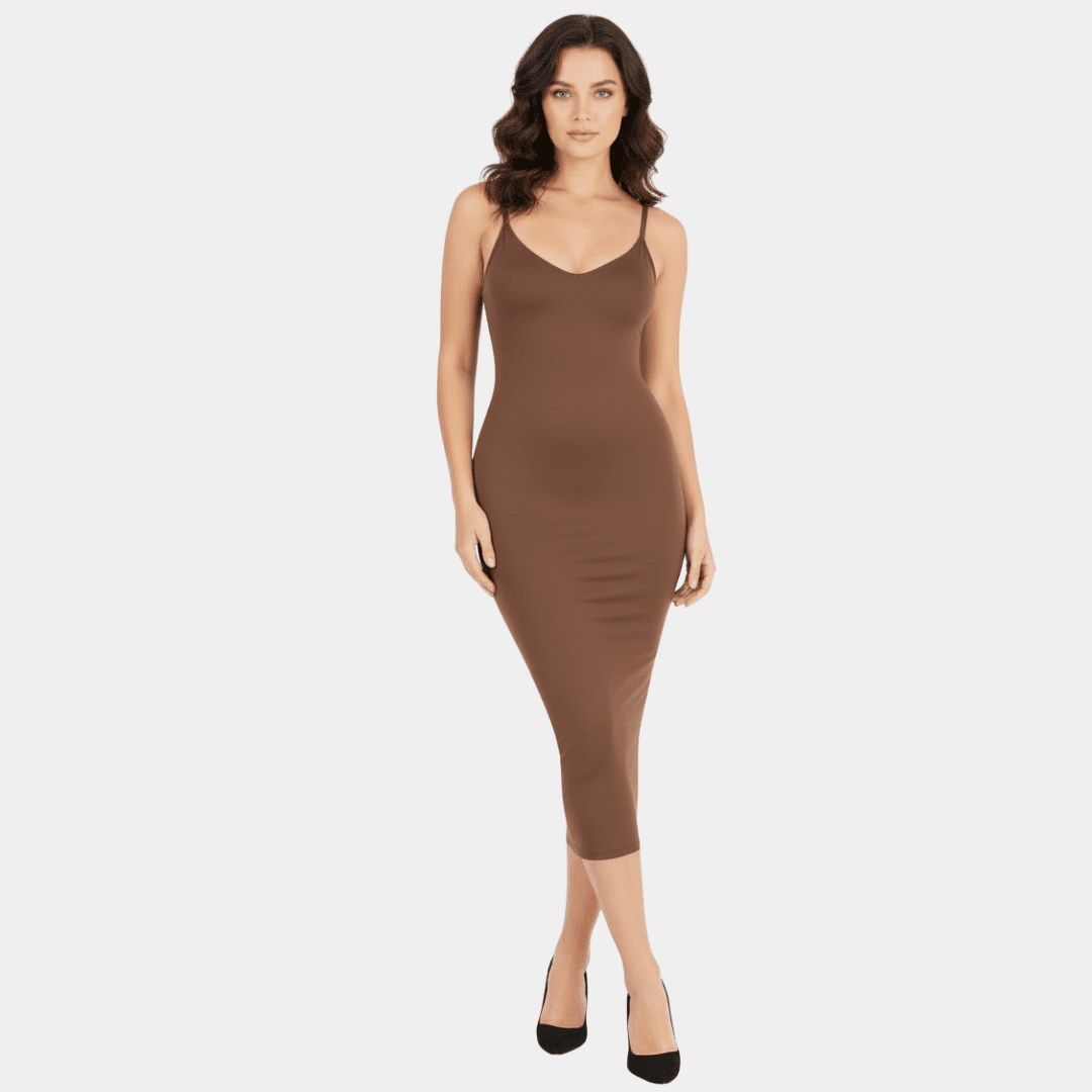 Midi Spaghetti Strap Shaping Dress - Luxmery