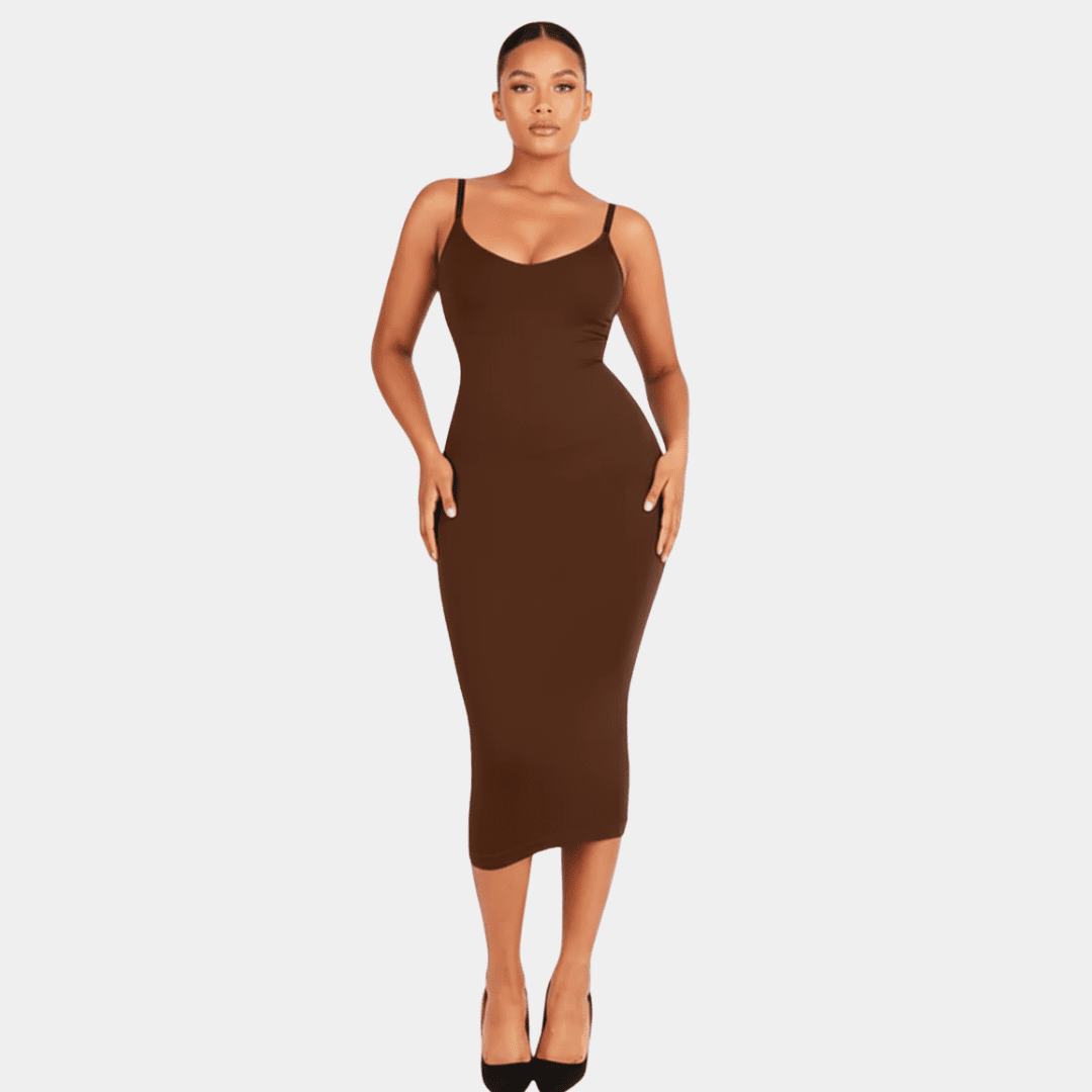 Midi Spaghetti Strap Shaping Dress - Luxmery