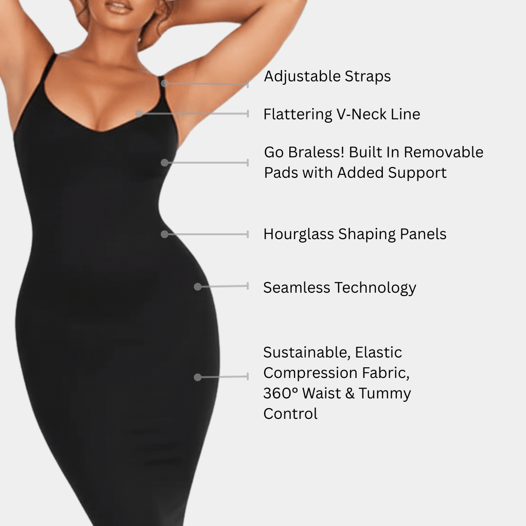 Midi Spaghetti Strap Shaping Dress - Luxmery