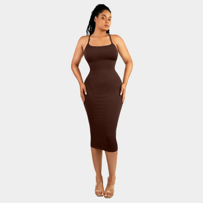 Midi Spaghetti Strap Shaping Dress - Luxmery