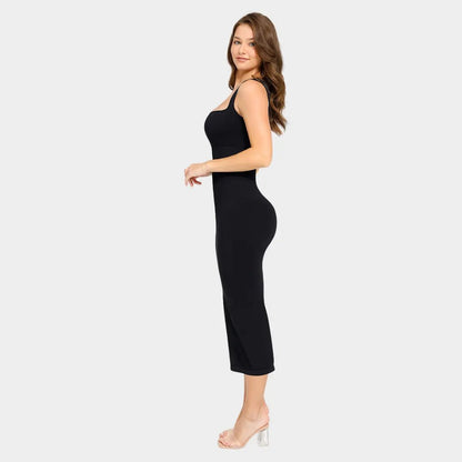 Midi Square Neck Contour Dress - Luxmery