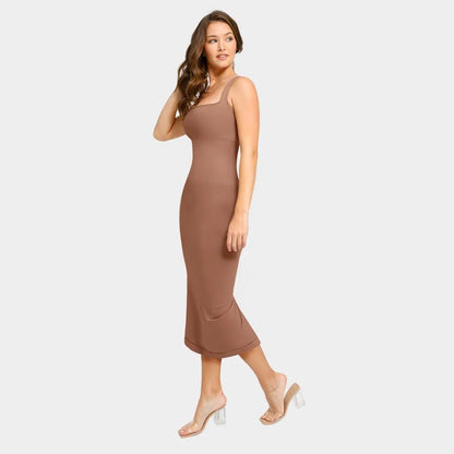 Midi Square Neck Contour Dress - Luxmery