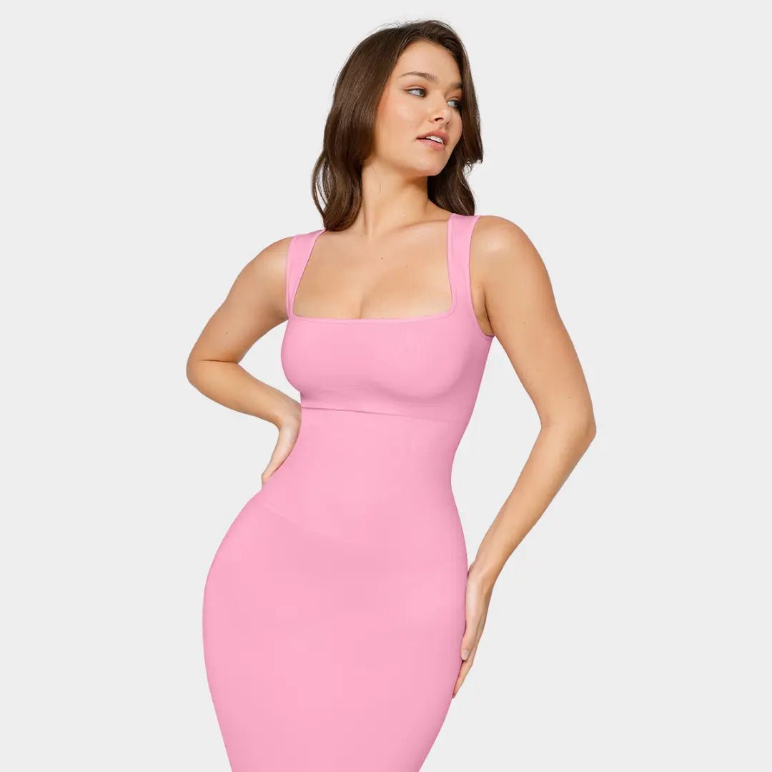 Midi Square Neck Contour Dress - Luxmery