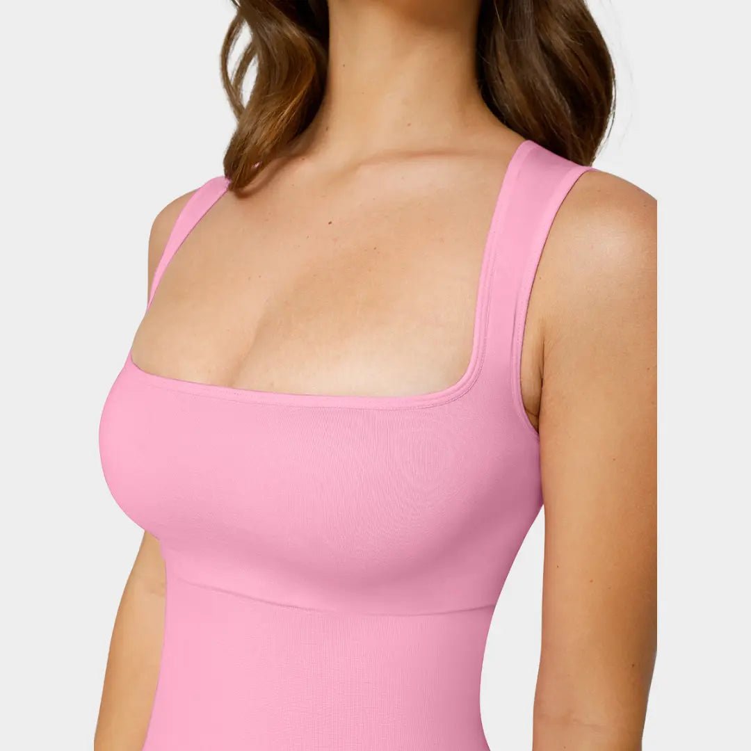 Midi Square Neck Contour Dress - Luxmery