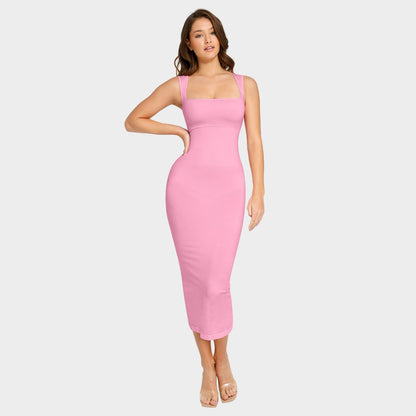 Midi Square Neck Contour Dress - Luxmery