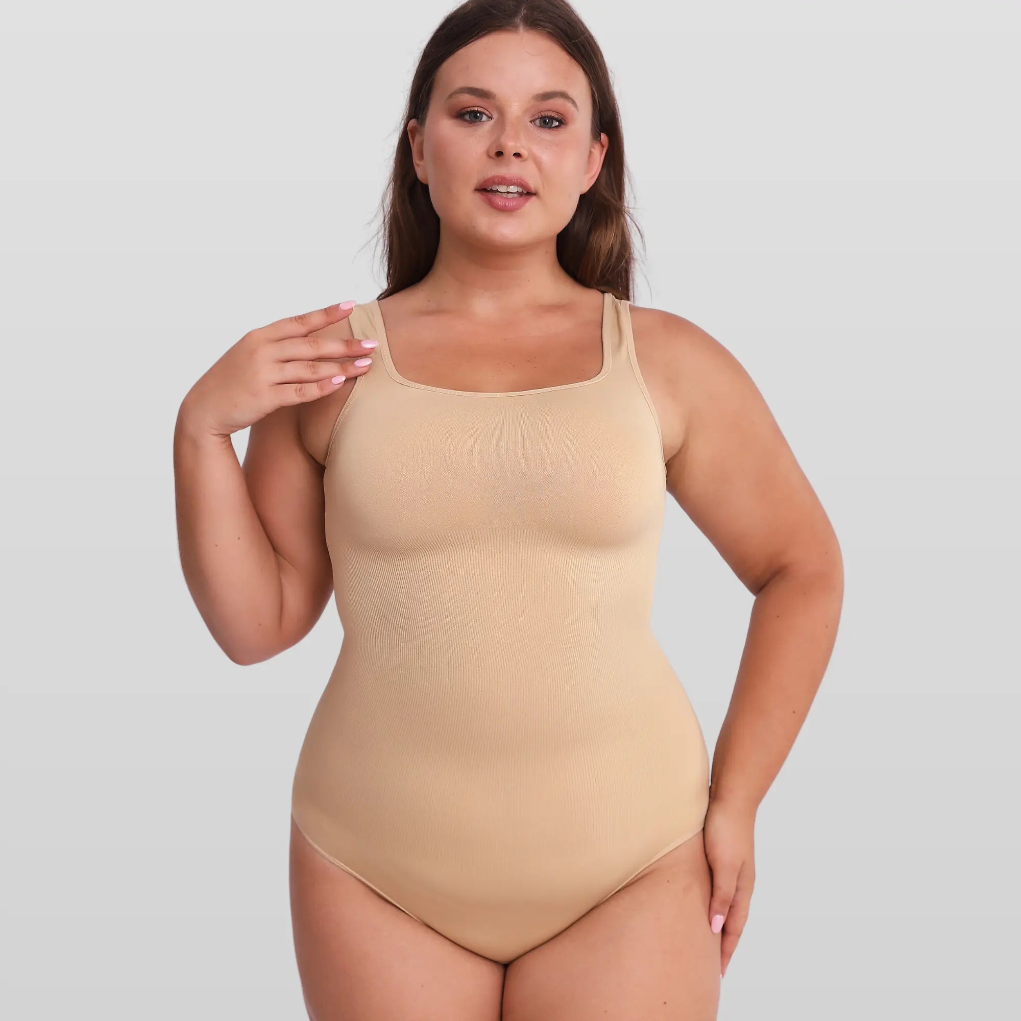 Sculpting Square Neck Ribbed Bodysuit - Luxmery