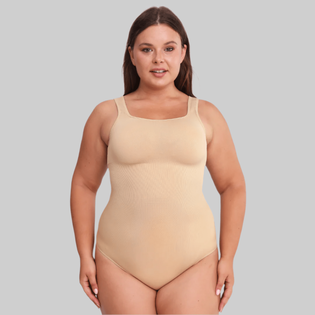 Sculpting Square Neck Thong Bodysuit - Luxmery