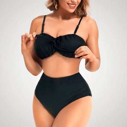 Twist Knot Tummy Control High - Waisted Bikini - Luxmery