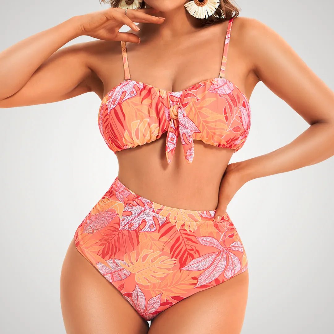 Twist Knot Tummy Control High - Waisted Bikini - Luxmery