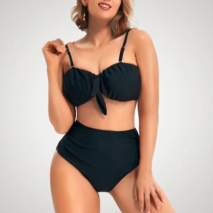 Twist Knot Tummy Control High - Waisted Bikini - Luxmery