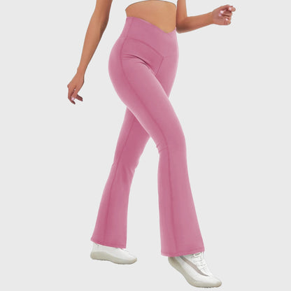 Cross-waisted Flared Yoga Pants - Luxmery