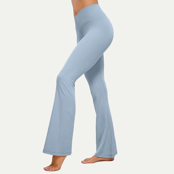 Cross Waisted Yoga Flare Pants - Luxmery