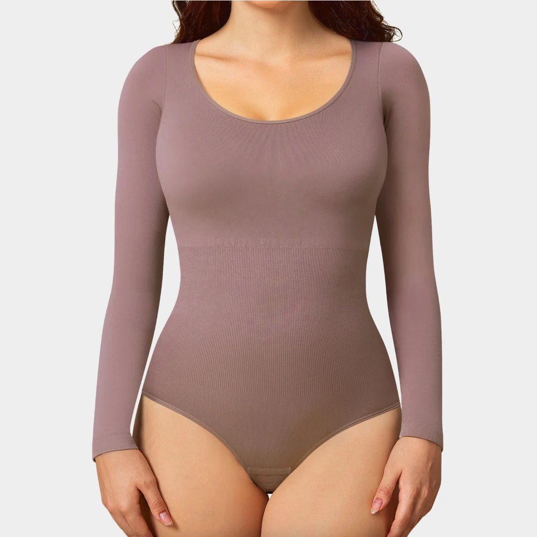 Long Sleeve Round Neck Bodysuit - Luxmery