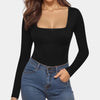 Long Sleeve Square Neck Bodysuit - Luxmery