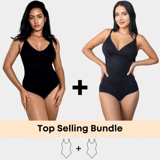 Luxmery Essentials Bundle - 1 Sculpting Bodysuit + 1 Lingerie Bodysuit - Luxmery