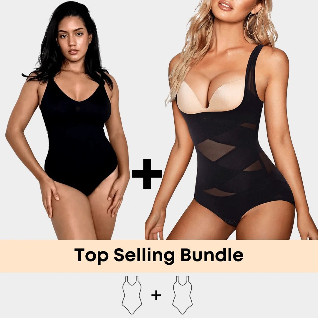 Luxmery Essentials Bundle - 1 Sculpting Bodysuit + 1 Open Bust Bodysuit - Luxmery