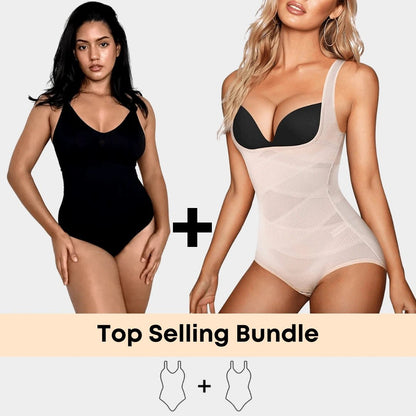 Luxmery Essentials Bundle - 1 Sculpting Bodysuit + 1 Open Bust Bodysuit - Luxmery