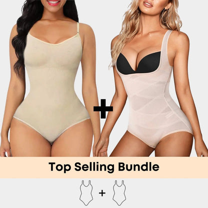 Luxmery Essentials Bundle - 1 Sculpting Bodysuit + 1 Open Bust Bodysuit - Luxmery