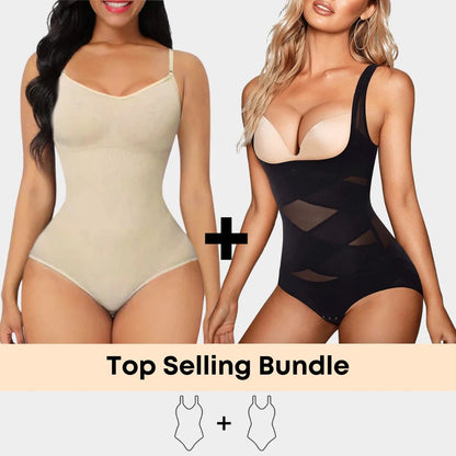 Luxmery Essentials Bundle - 1 Sculpting Bodysuit + 1 Open Bust Bodysuit - Luxmery